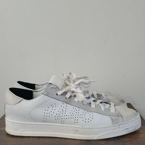 P448 White Leather And Suede Sneakers Womens Size 39 Calf Hair